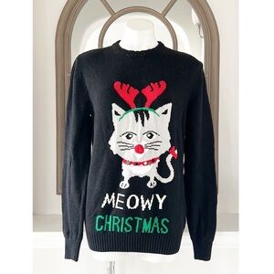 Imagin8 Meowy Christmas Crewneck Sweater in Black, Size M EXCELLENT!
